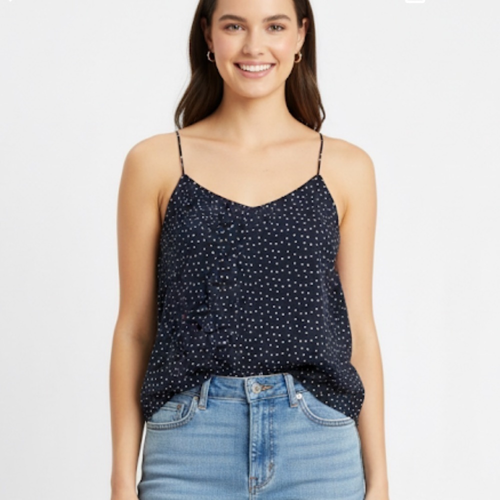 LOFT Navy Polka Dot lined Tank Top size XS (3x$15)